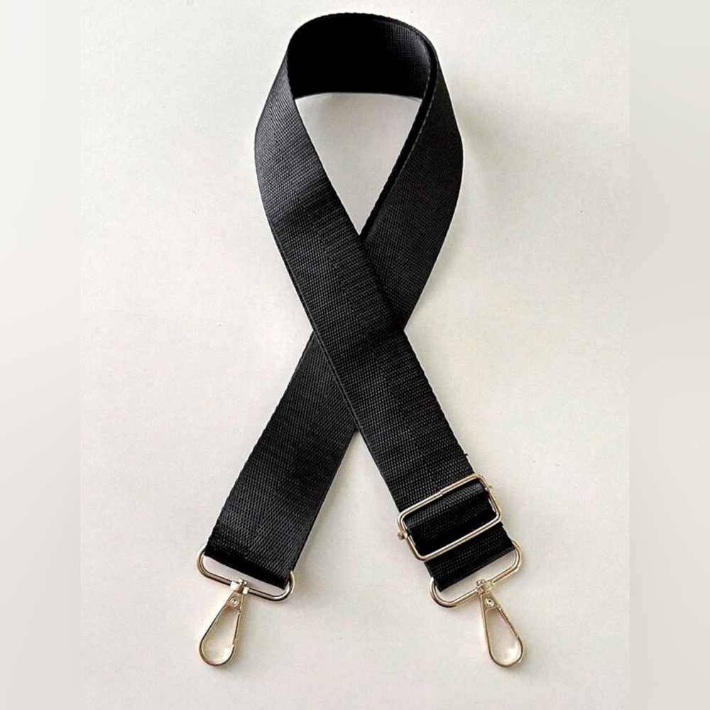 Solid black bag strap